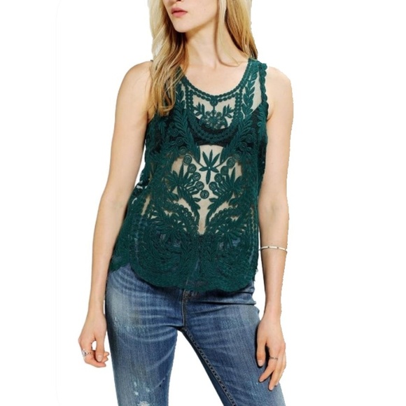 Pins & Needles Tops - Pins and Needles | Green Embroidered Top